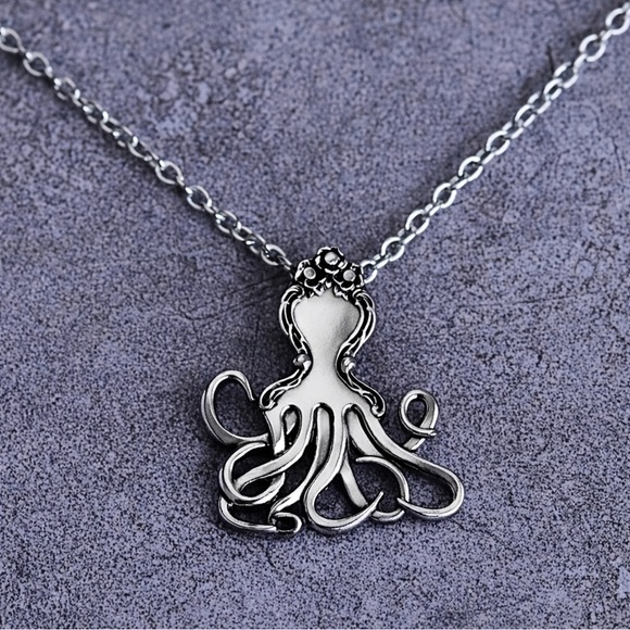 “Vintage Fork Octopus” Silverware Spoon Squid Octopod Kraken Tentacles Necklace - Picture 7 of 14